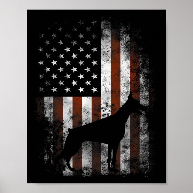 Affiche Doberman Pinscher Drapeau américain Cadeaux patrio (Devant)