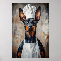 Doberman Pinscher en chapeau de chef Poster, Anima
