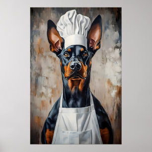 Affiche Doberman Pinscher en chapeau de chef Poster, Anima