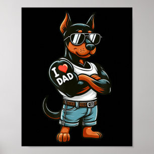Affiche Doberman Pinscher I Love Papa Funny Chien Tattoo