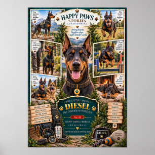 Affiche Doberman Pinscher La Petite Vie de Diesel