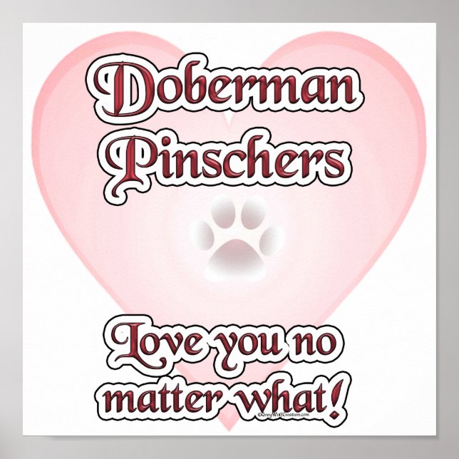 Affiche Doberman Pinscher Love, Love Doberman, Love dobie (Devant)