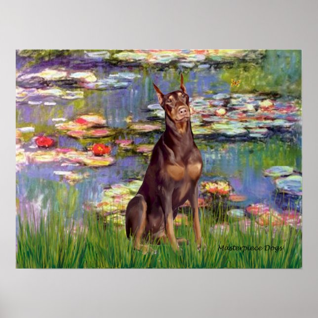 Affiche Doberman Pinscher (rouge) - Lys 2 (Devant)