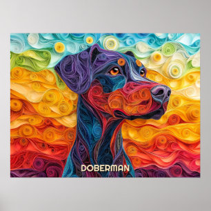 Affiche Doberman Quitter Art Chien Portrait