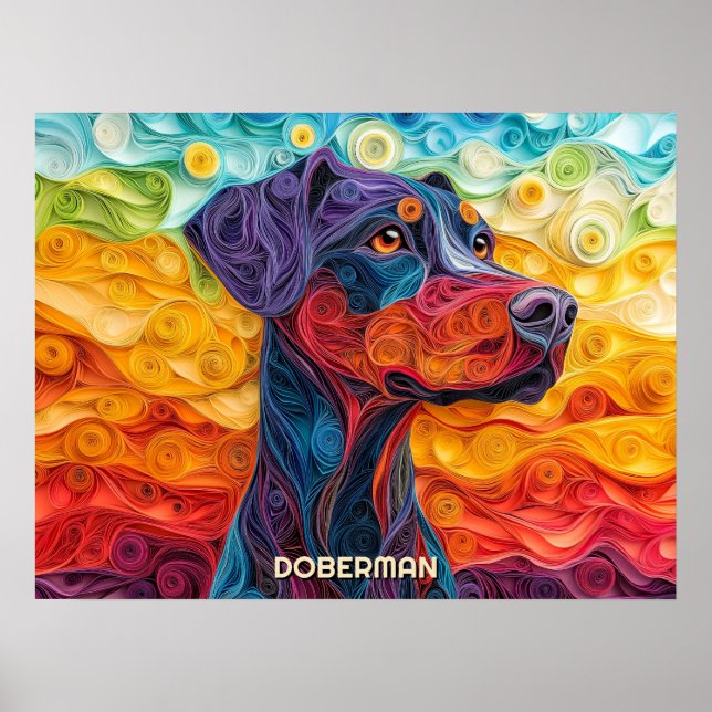 Affiche Doberman Quitter Art Chien Portrait (Devant)