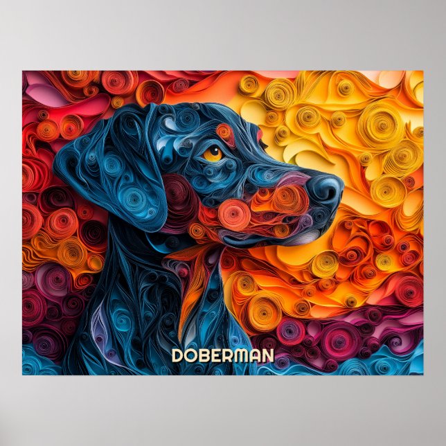 Affiche Doberman Quitter Art Chien Portrait (Devant)