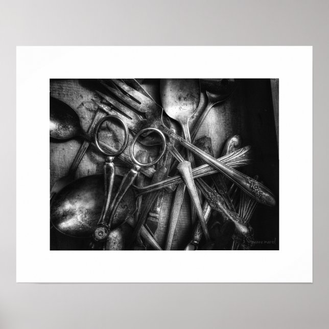 Affiche d'objets usuels Noir et Blanc (Devant)