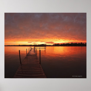 Affiche Dock au coucher du soleil sur le lac Minnetonka, M