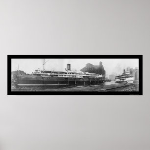 Affiche Docks de bateau de Buffalo, photo 1909 de NY