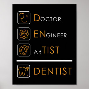 Affiche Docteur ingénieur Artiste Dentiste Dental Assistan