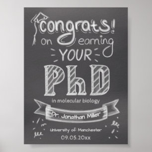 Affiche Doctorat remise de diplômes saluant chalkboard uni