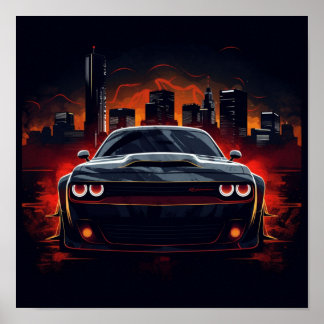 Affiche Dodge Challenger SRT Demon Sports Car 2018