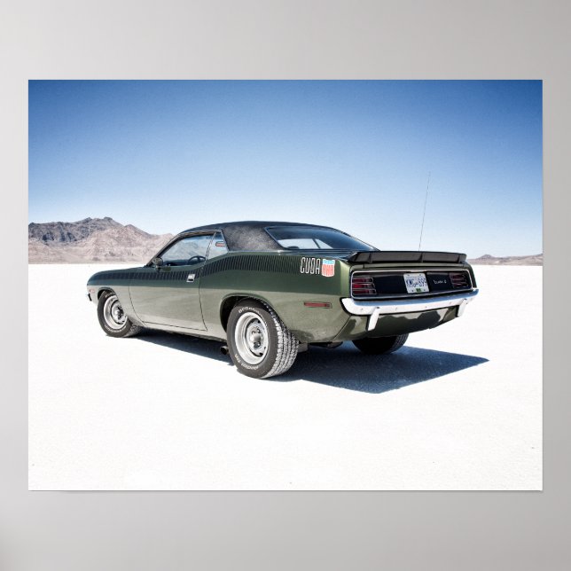 Affiche Dodge hemi cuda sur les salines de Bonneville (Devant)