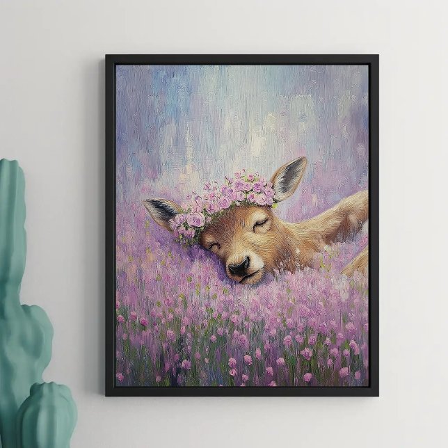 Affiche Doe dormant dans le champ de fleurs (Créateur téléchargé)