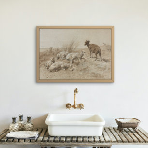 Affiche d'oeuvre d'art au graphite de mouton