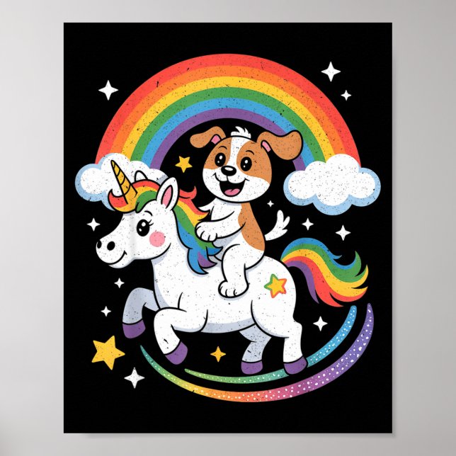 Affiche Dog And Unicorn Space Galaxy Rainbow Dogs  (Devant)