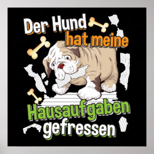Affiche Dog Ate My Homework - Apprendre le devis allemand