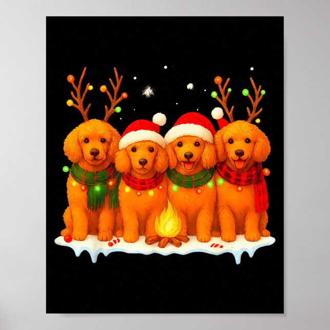 Affiche Dog Christmas Light Reindeer Santa Christmas Odle  (Devant)