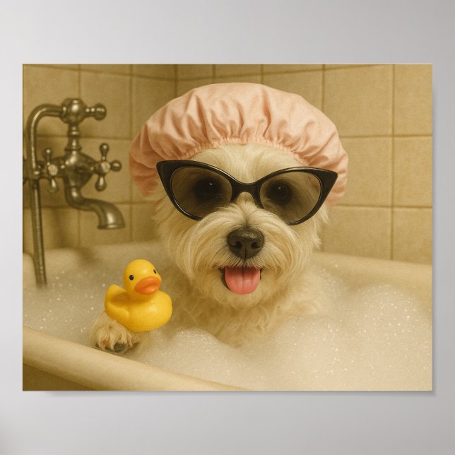 Affiche dog cute bathroom decor funny  (Devant)