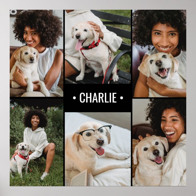 Affiche Dog Photo Collage Monogrammed (Devant)