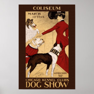 Affiche Dog Show, 1902. Publicité vintage