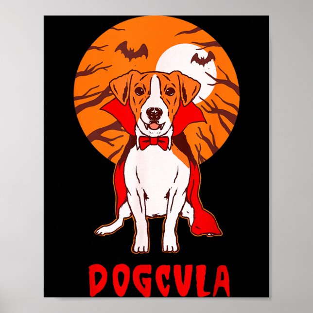 Affiche Dogcula Chien Jeu de mots Drôle Halloween (Devant)