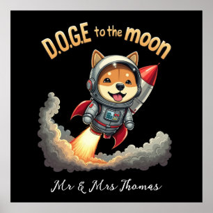 Affiche Doge to the Moon Le voyage ultime de la Dogecoin