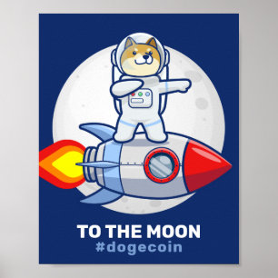 Affiche Dogecoin À La Lune Rocket Man Space Doge Crypto