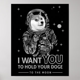 Affiche Dogecoin Doge Je Veux Que Tu Sois À La Lune Crypto