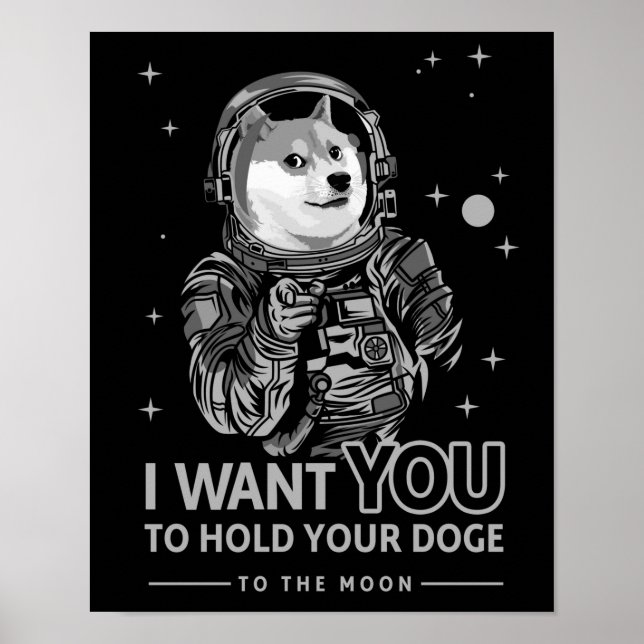 Affiche Dogecoin Doge Je Veux Que Tu Sois À La Lune Crypto (Devant)