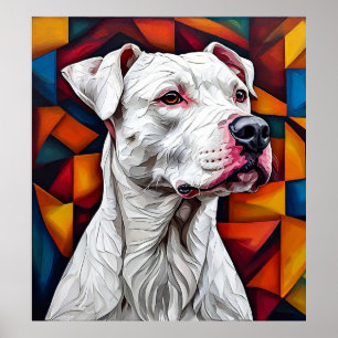 Affiche Dogo Argentino Chien de Garde Blanc Race Puissante