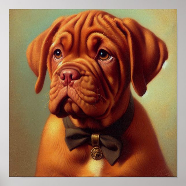 Affiche Dogue vintage de Bordeaux Peinture (Devant)