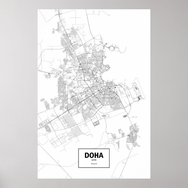 Affiche Doha, Qatar (noir sur blanc) (Devant)
