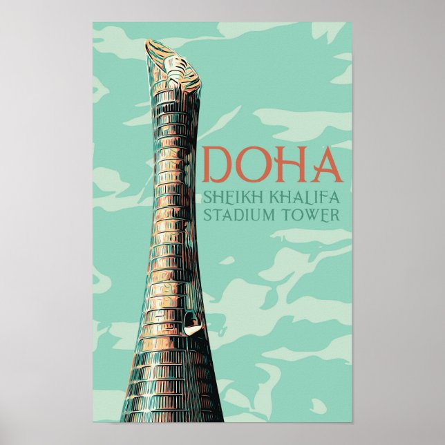 Affiche Doha Sheikh Khalifa Illustration du stade Qatar (Devant)