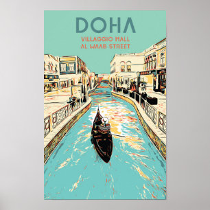 Affiche Doha Village Mall illustration Qatar