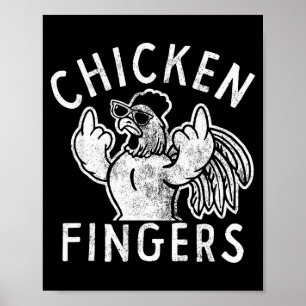 Affiche Doigts de poulet, doigts du milieu, poulet drôle
