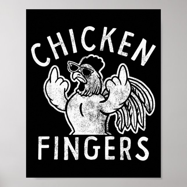 Affiche Doigts de poulet, doigts du milieu, poulet drôle  (Devant)
