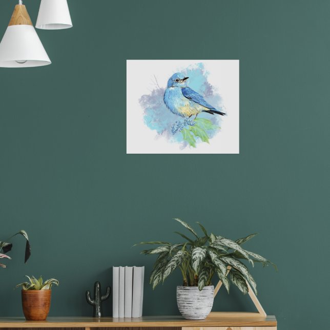 Affiche d'oiseau de jardin bleu joli oiseau bleu à (Salon 1)