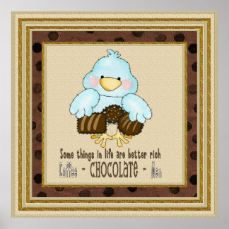 Affiche d'oiseaux au chocolat