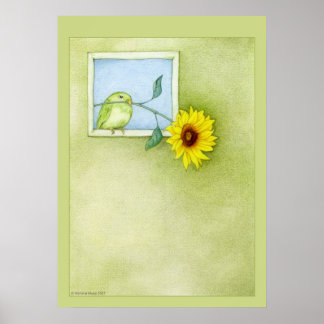 Affiche d'oiseaux de tournesol