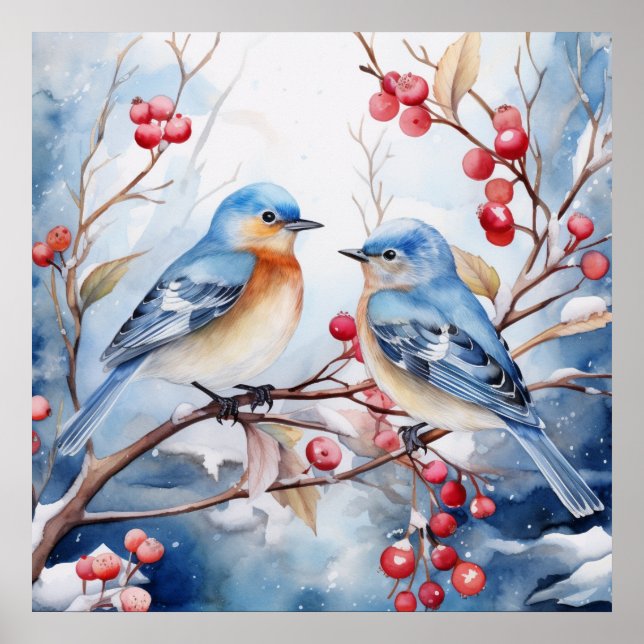 Affiche d'oiseaux d'hiver (Devant)
