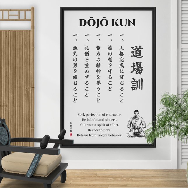 Affiche Dojo Kun – Les Cinq Préceptes du Karaté (Créateur téléchargé)