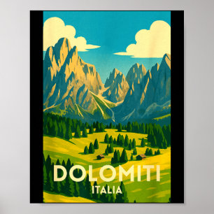 Affiche Dolomites Italie randonnée et ski paysage artwork