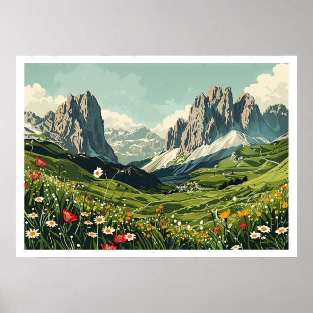 Affiche Dolomites, Italie Voyage Rétro (Devant)