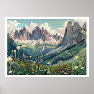 Affiche Dolomites, Italie Voyage Rétro