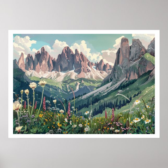 Affiche Dolomites, Italie Voyage Rétro (Devant)
