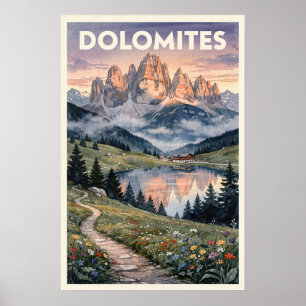 Affiche Dolomites Italie Voyage Rétro