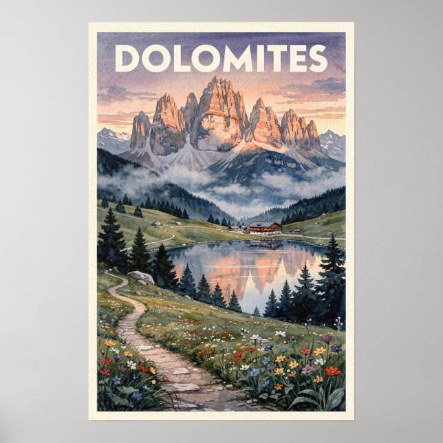 Affiche Dolomites Italie Voyage Rétro (Devant)