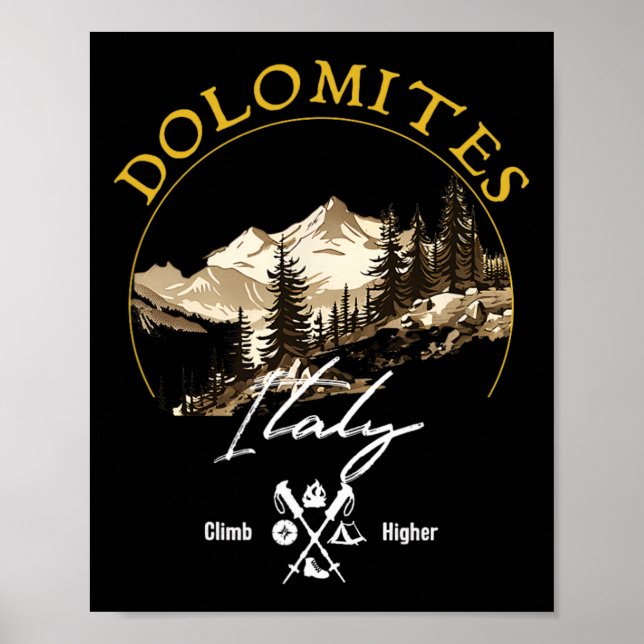 Affiche Dolomites Retro Vintage Apparel - Dolomites Souven (Devant)