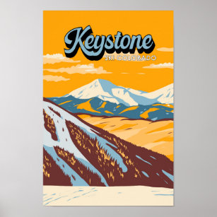 Affiche Domaine skiable d'hiver de Keystone Colorado Vinta